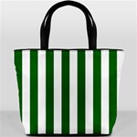 Vertical Stripes - White and Dark Green Bucket Bag