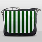 Vertical Stripes - White and Dark Green Messenger Bag