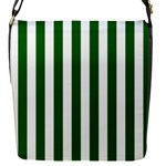Vertical Stripes - White and Dark Green Flap Closure Messenger Bag (S)