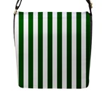 Vertical Stripes - White and Dark Green Flap Closure Messenger Bag (L)