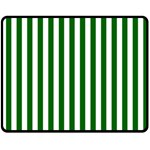 Vertical Stripes - White and Dark Green Fleece Blanket (Medium) (One Side)