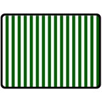 Vertical Stripes - White and Dark Green Double Sided Fleece Blanket (Large) (Two Sides)