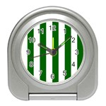 Vertical Stripes - White and Dark Green Desk Alarm Clock