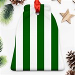 Vertical Stripes - White and Dark Green Ornament (Bell)