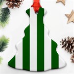 Vertical Stripes - White and Dark Green Christmas Tree Ornament (Two Sides)