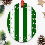 Vertical Stripes - White and Dark Green Ornament (Bell) Ornament (Oval Filigree)