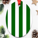 Vertical Stripes - White and Dark Green Ornament (Oval)
