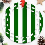 Vertical Stripes - White and Dark Green Ornament (Round Filigree)
