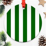 Vertical Stripes - White and Dark Green Ornament (Round)