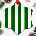 Vertical Stripes - White and Dark Green Snowflake Ornament (Two Sides)
