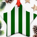 Vertical Stripes - White and Dark Green Star Ornament (Two Sides)