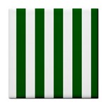 Vertical Stripes - White and Dark Green Tile Coaster
