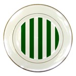 Vertical Stripes - White and Dark Green Porcelain Plate