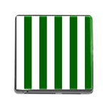 Vertical Stripes - White and Dark Green Memory Card Reader (Square)