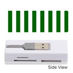 Vertical Stripes - White and Dark Green Memory Card Reader (Stick)