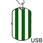 Vertical Stripes - White and Dark Green Dog Tag USB Flash (Two Sides)