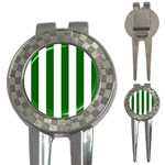 Vertical Stripes - White and Dark Green 3-in-1 Golf Divot