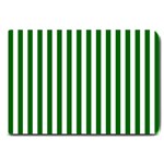 Vertical Stripes - White and Dark Green Large Doormat