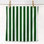 Vertical Stripes - White and Dark Green Face Towel