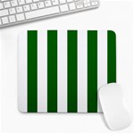 Vertical Stripes - White and Dark Green Large Mousepad