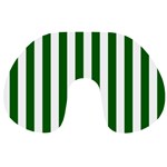 Vertical Stripes - White and Dark Green Travel Neck Pillow