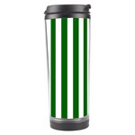 Vertical Stripes - White and Dark Green Travel Tumbler