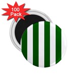 Vertical Stripes - White and Dark Green 2.25  Magnet (100 pack)