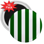 Vertical Stripes - White and Dark Green 3  Magnet (10 pack)