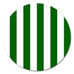 Vertical Stripes - White and Dark Green Magnet 5  (Round)