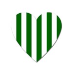 Vertical Stripes - White and Dark Green Magnet (Heart)