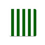 Vertical Stripes - White and Dark Green Magnet (Square)