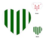 Vertical Stripes - White and Dark Green Playing Cards (Heart)