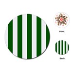 Vertical Stripes - White and Dark Green Playing Cards (Round)