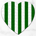 Vertical Stripes - White and Dark Green Jigsaw Puzzle (Heart)
