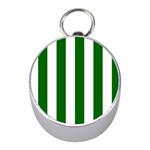 Vertical Stripes - White and Dark Green Silver Compass (Mini)