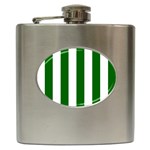 Vertical Stripes - White and Dark Green Hip Flask (6 oz)