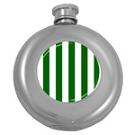 Vertical Stripes - White and Dark Green Hip Flask (5 oz)