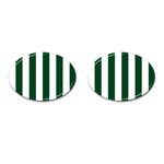 Vertical Stripes - White and Forest Green Cufflinks (Oval)