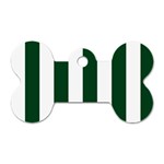 Vertical Stripes - White and Forest Green Dog Tag Bone (Two Sides)