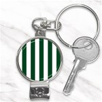 Vertical Stripes - White and Forest Green Nail Clippers Key Chain