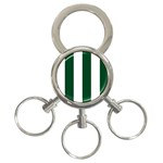 Vertical Stripes - White and Forest Green 3-Ring Key Chain