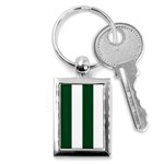 Vertical Stripes - White and Forest Green Key Chain (Rectangle)