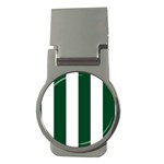 Vertical Stripes - White and Forest Green Money Clip (Round)