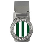 Vertical Stripes - White and Forest Green Money Clip (CZ)