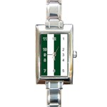 Vertical Stripes - White and Forest Green Rectangle Italian Charm Watch