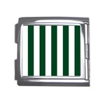 Vertical Stripes - White and Forest Green Mega Link Italian Charm (18mm)