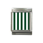 Vertical Stripes - White and Forest Green Italian Charm (13mm)
