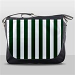 Vertical Stripes - White and Forest Green Messenger Bag