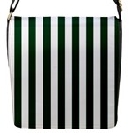 Vertical Stripes - White and Forest Green Flap Closure Messenger Bag (S)
