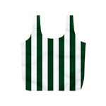 Vertical Stripes - White and Forest Green Full Print Recycle Bag (S)